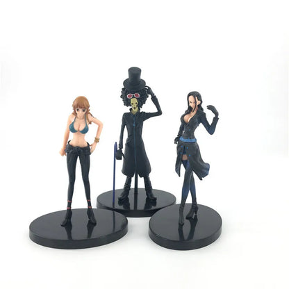 9pcs/set Black Golden Color Anime Figure One Piece Luffy Zoro Sanji Nami Brook Action Figure Collection Model Toy Gifts
