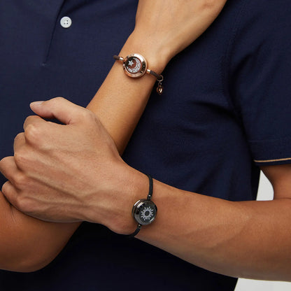 Long Distance touch Light up & Vibrate Bracelets for Couples, Long Distance Relationship Gifts Smart Sun&Moon Love Bracelet