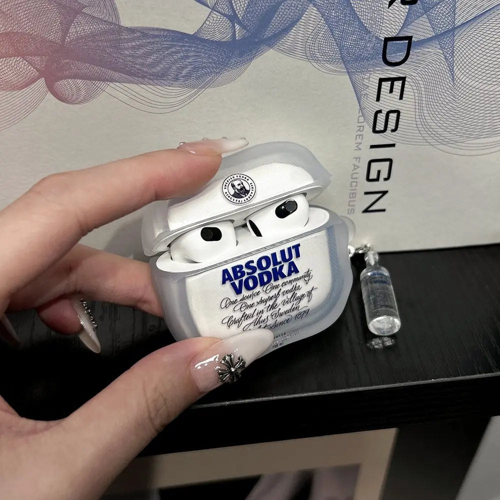For Apple Airpods Pro 2 Case Creative Vodka Bottle Bluetooth Headset Cover For AirPods 4 3 2 1 Pro3 Charging Box Protective Case