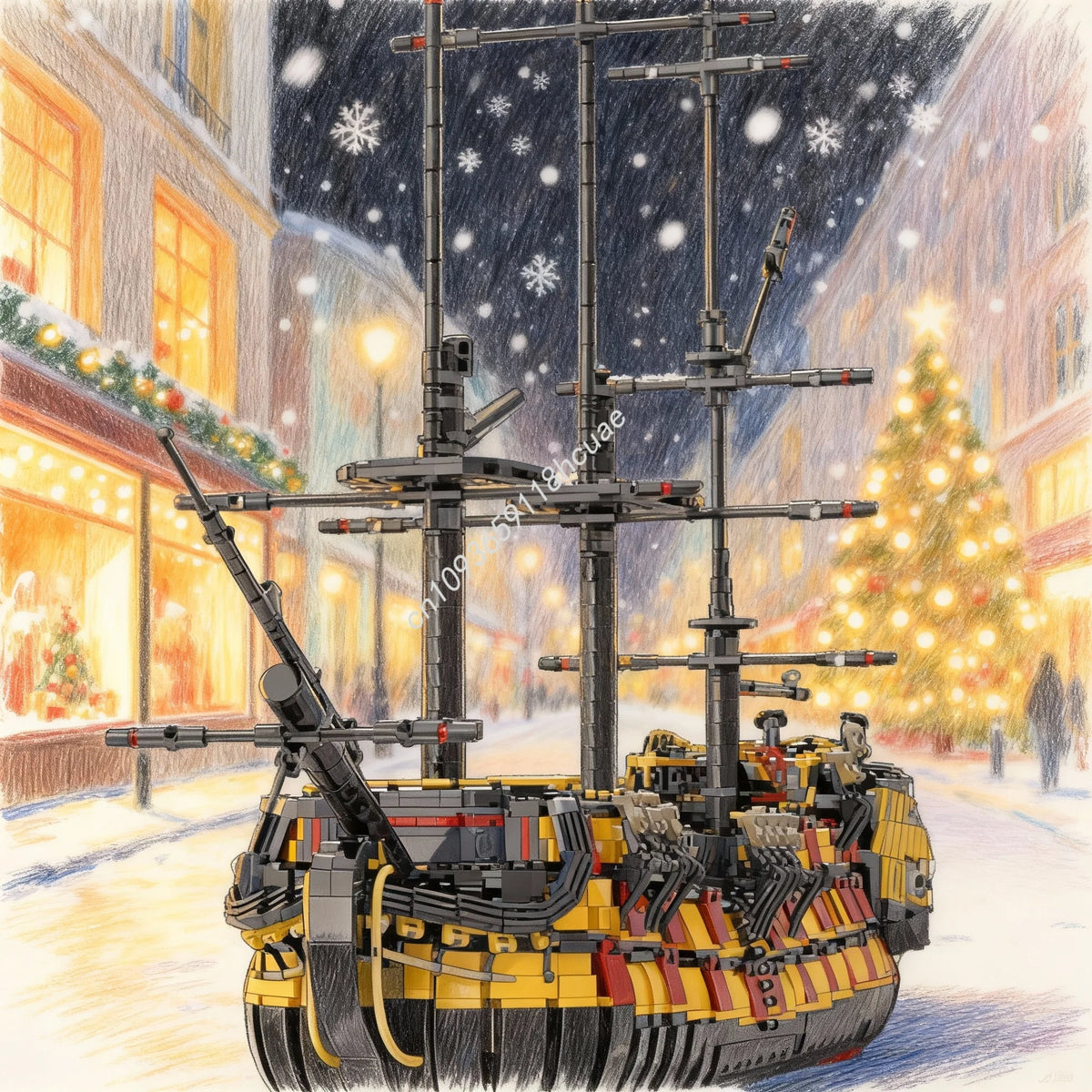 4115pcs MOC HMS Euthyphro Disneieny Pirates The Caribbean Model Building Blocks Construction Toy Christmas Gifts Brick Kids
