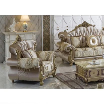 &European Luxury 1 2 3 Seater Fabric Couches Sofa Set Villa Home Furniture Classic Royal Solid Wood Sectional Living Room Sofas