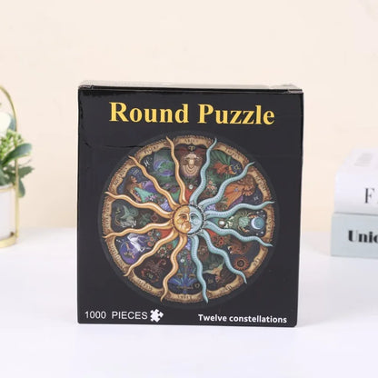 Adult Round Puzzle 1000 Pieces 12 constellations Challenge Games Learning Educational Puzzle Toys Moon Puzzle Space Flat Puzzle