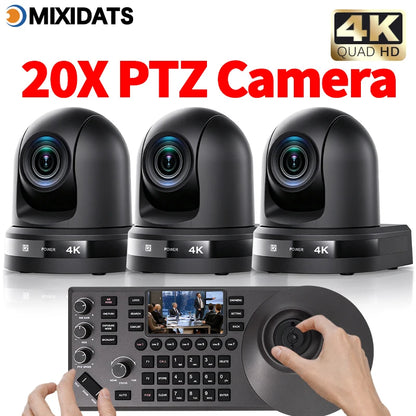 4K NDI camera 20x zoom AI tracking USB HDMI LAN and POE interfaces suitable for live streaming and business meetings in churches