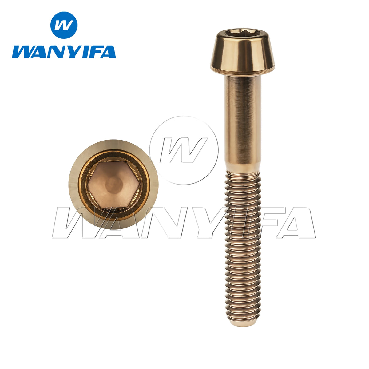 Wanyifa Titanium Bolts M8x 15 20 25 30 35 40 45 50 60 70mm Allen Key Taper Head Screw for Bicycle Motorcycle Car Ti Fastener
