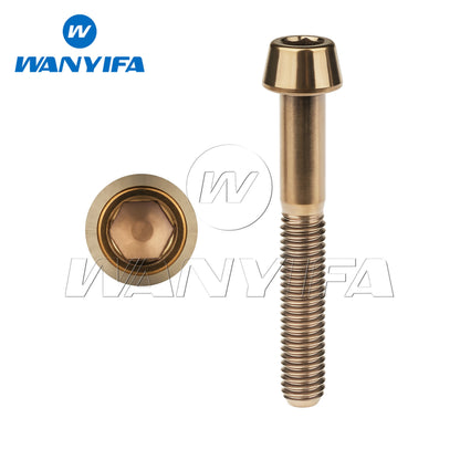 Wanyifa Titanium Bolts M8x 15 20 25 30 35 40 45 50 60 70mm Allen Key Taper Head Screw for Bicycle Motorcycle Car Ti Fastener