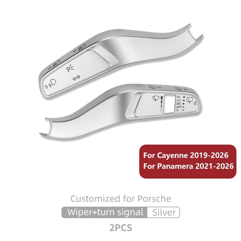 2PCS Car Steering Wheel Headlight Switch Control Cover Carbon Fiber Wiper Switch Trim For Porsche Cayenne 2019-2026 Accessories