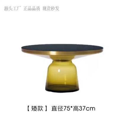 Modern Light Luxury Glass Coffee Table Creative Living Room Balcony Colorful High-end Table on The New Nordic High-end