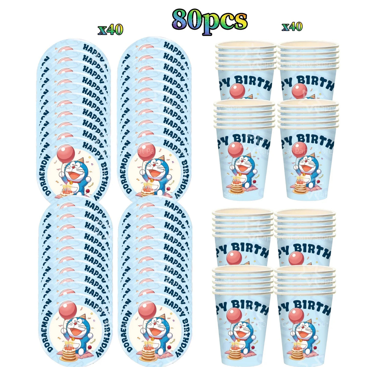 Cartoon Doraemoned Birthday Party Decoration Tableware Cup Plate Tablecloth Napkin Backdrop Cartoon Cat Party Favors Supplies