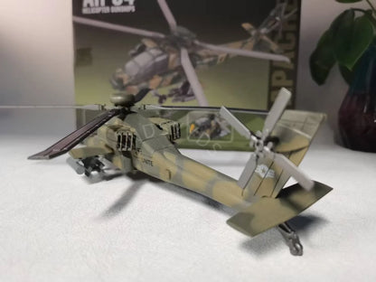 1:72 Scale Toy Planes US Apache Armed Helicopter AH64 ABS DieCast Aircraft Model Building Blocks Toy Collection Boy Holiday Gift