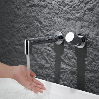 AITANA Luxury Chrome Brass Wall Mounted Bathroom Faucet Simple Design Embedded Single Handle Hot and Cold Water Basin Faucet