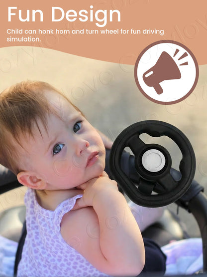 Stroller Steering Wheel Toy | 360° Rotatable Interactive Car Driving Toy for Toddlers, Fits Most Strollers