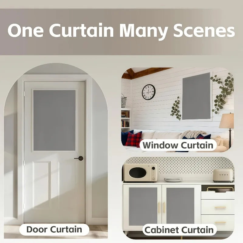 1 PCS of 100% Blackout Curtain, Non Perforated Magic Tape Self-Adhesive Curtain, Heat-Insulating Blackout Bedroom Curtain