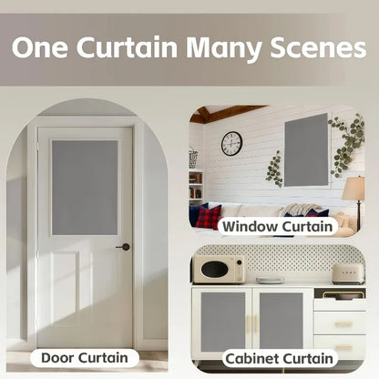 1 PCS of 100% Blackout Curtain, Non Perforated Magic Tape Self-Adhesive Curtain, Heat-Insulating Blackout Bedroom Curtain