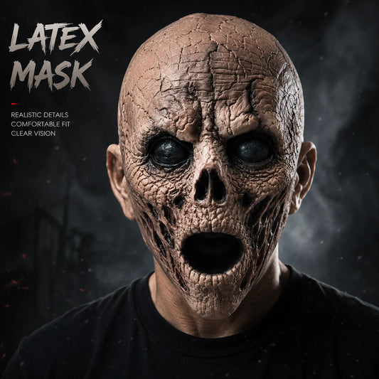 Realistic Scary Skeleton Zombie Mask Latex Full Head Horror Monster Halloween Cosplay Party Haunted House Costume Prop