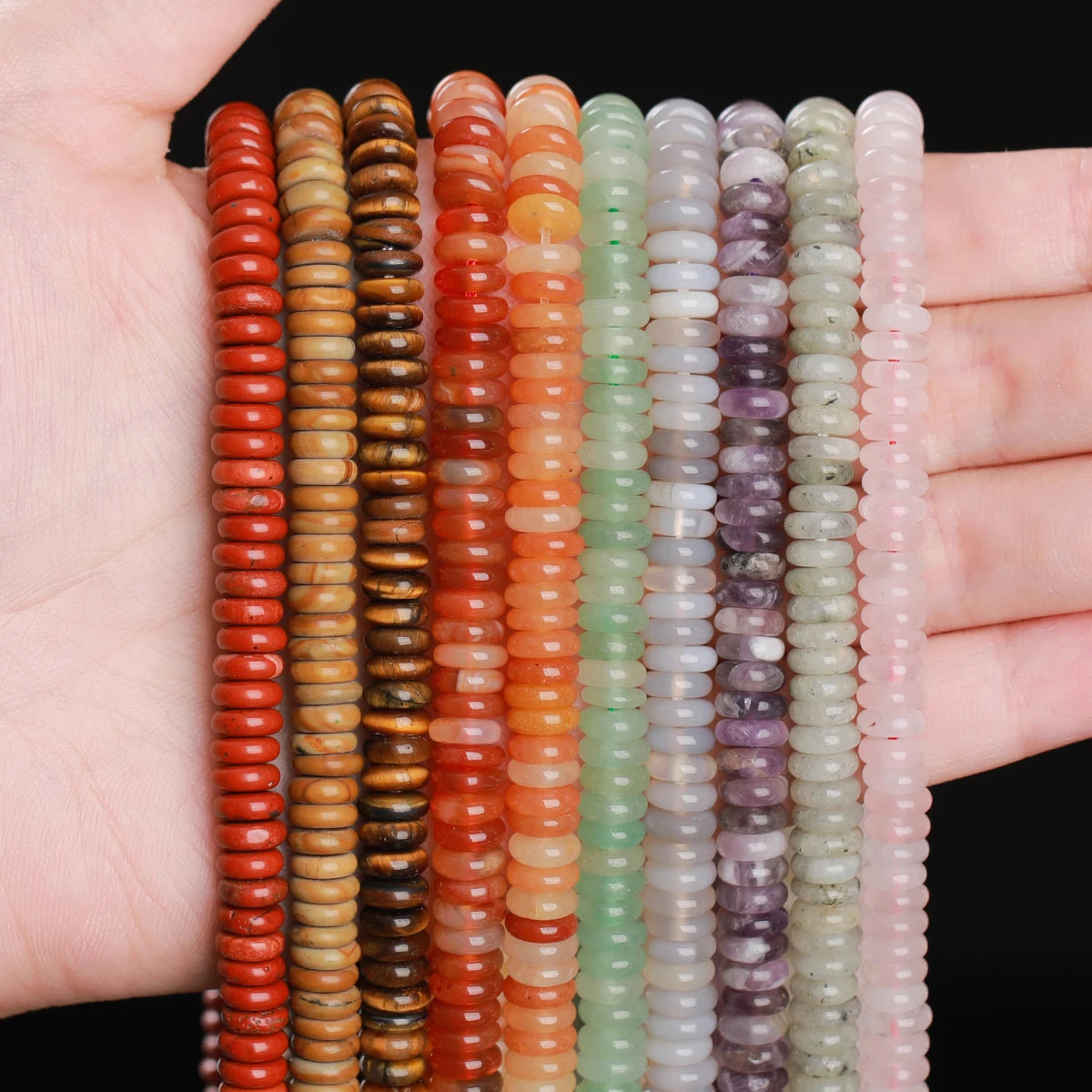 6x2mm Natural Stone Amethyst Pink Quartz Flat Rondelle Bead Smooth Loose Bead for Jewelry Making DIY Bracelet Necklace Accessory