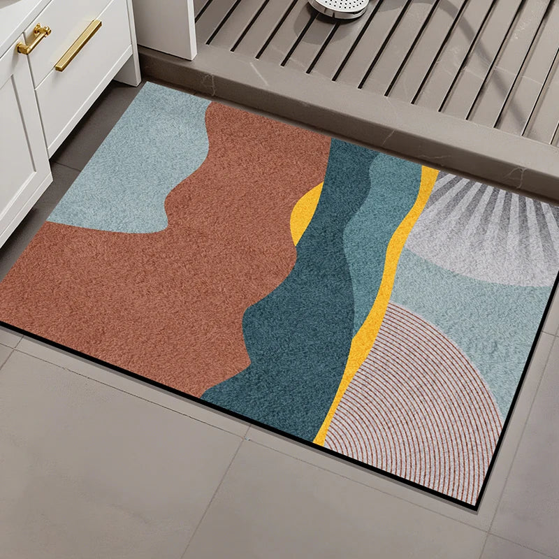 1 Elegant Style Diatomaceous Earth Material Machine Washable Rectangular Bathroom Mat, Absorbent Pad, and Entrance Door Mat