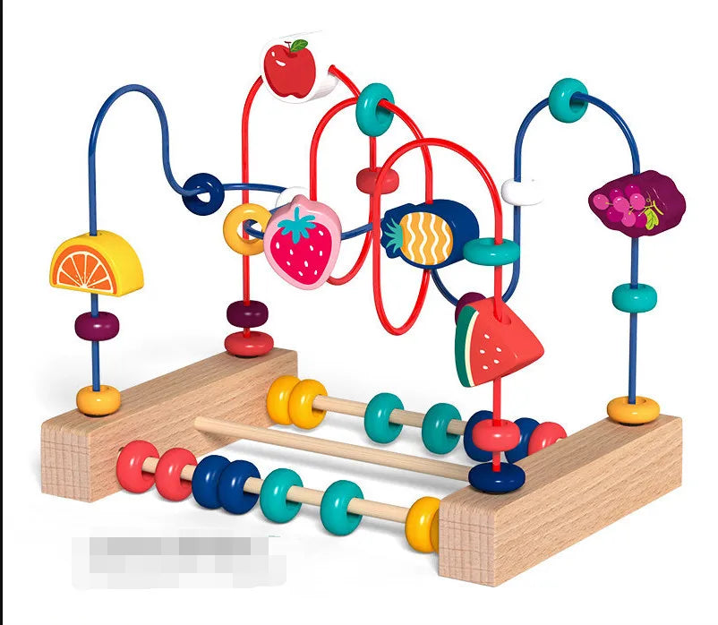 Montessori Wooden Kids Toys Wooden Circles Bead Wire Maze Roller Coaster Toys Educational Toys Wood Puzzles Maze For Children