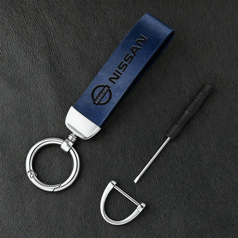 Vintage Leather Car Keychain Key Ring Pendant Fit For Nissan Sylphy N7 Qashqai J10 J11 Note Teana Navara Juke GTR 350Z Patrol Ti