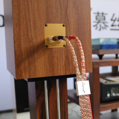 Hifi Flat Speaker Cable 5N OCC Copper Loudspeaker Wire Self-Locked Banana Plug Hifi Audio Cable With Foil Shield Home Cinema KTV