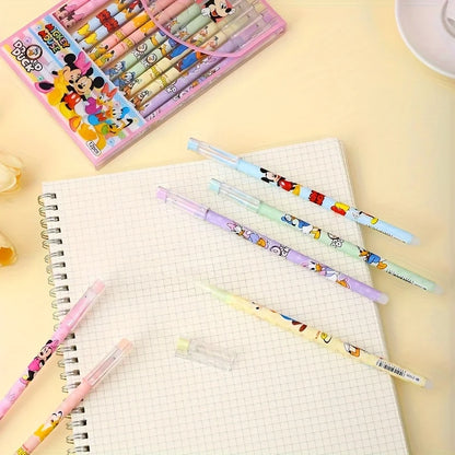 12 Pieces/Set Disney Mickey Mouse Gel Pen Cartoon Style Straight Erasable Pen Mickey Mouse House Cute Tall Erasable Pen