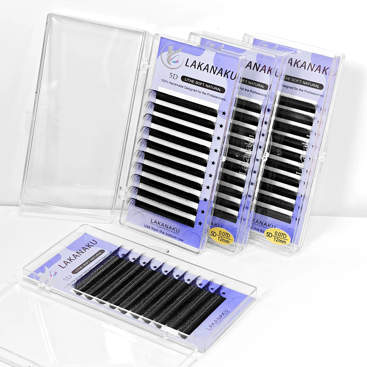 LAKANAKU 5D W Shaped L M Curl Cilios 5DW Clover Russian Eyelashes Extension Angle W Shape Mink Lashes Volume Lashes Extension