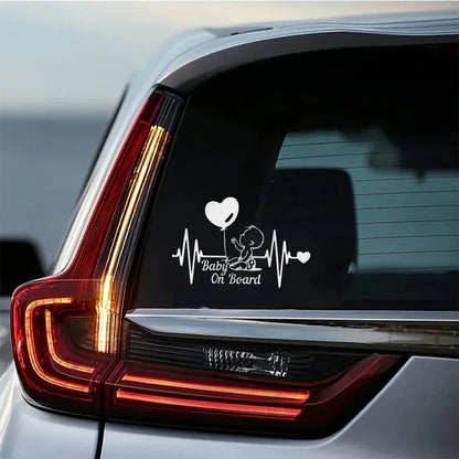 Heartbeat Balloon Baby on Board Car Sticker 3D Cartoon Baby In Car Auto Window Reflective Decor Decoration Exterior Accessories