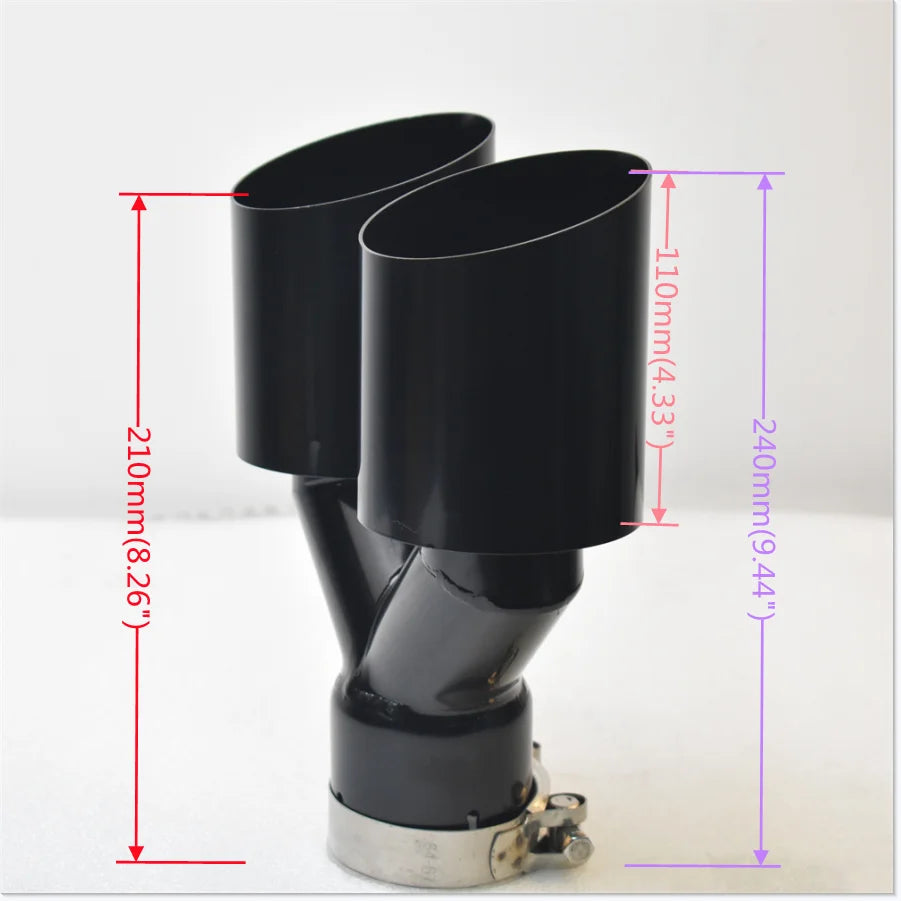 MILLTEK SPORTS Black Dual Angled Exhaust Tips 304 Stainless Steel Universal Clamp-On for European Cars Sport Split-Exit Style