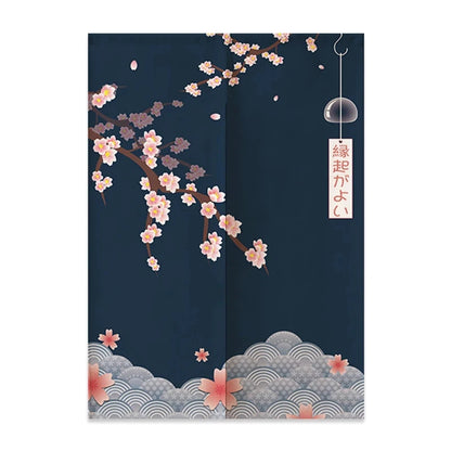 VIKAMA Japanese Linen Door Curtain Noren Half Curtain for Kitchen Bedroom Entrance Décor Customizable Mount Fuji Waves Partition