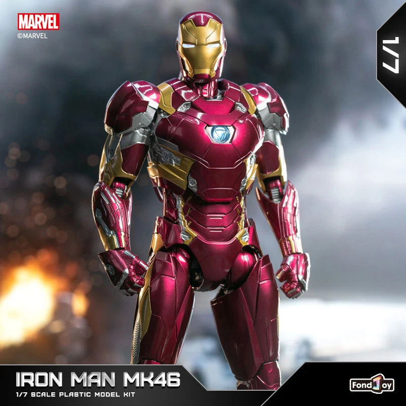 Fondjoy Marvel Iron Man MK46 Assembled Model Action Figures Reactors Can Emit Light Collect Desktop Ornament Boy Toy Idea Gifts