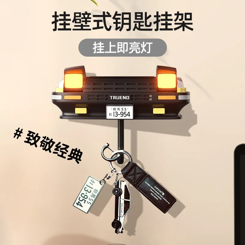 AE86 Alloy Diecast Key Holder with Openable Headlights, Hanging Hook for Home Keys & Small Items, Creative JDM Car Decor Gift
