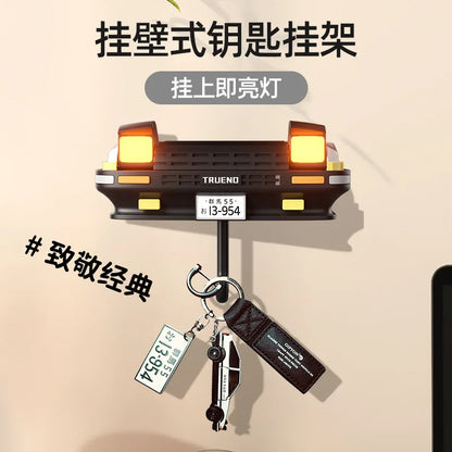 AE86 Alloy Diecast Key Holder with Openable Headlights, Hanging Hook for Home Keys & Small Items, Creative JDM Car Decor Gift