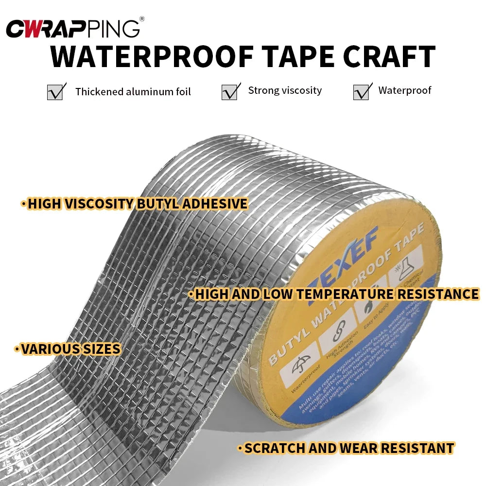 Self-adhesive Butyl Sealing Tapes Waterproof High Temperature Resistance Aluminum Thicken Butyl Tape for Home Car Accessories