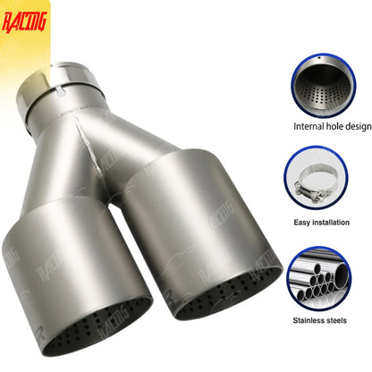 Double Outlet Exhaust Tips Frosted Stainless Steel Car Muffler System Universal Suitable 51mm 60mm 63mm for GTI MK7 Golf7 Nozzle