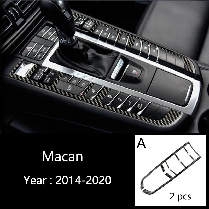 Car Styling For Porsche macan 2014-20 Carbon fiber Center Console Air outlet Dashboard Covers Stickers Interior Auto Accessories