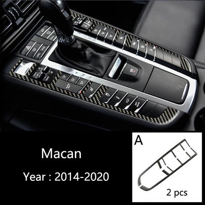 Car Styling For Porsche macan 2014-20 Carbon fiber Center Console Air outlet Dashboard Covers Stickers Interior Auto Accessories
