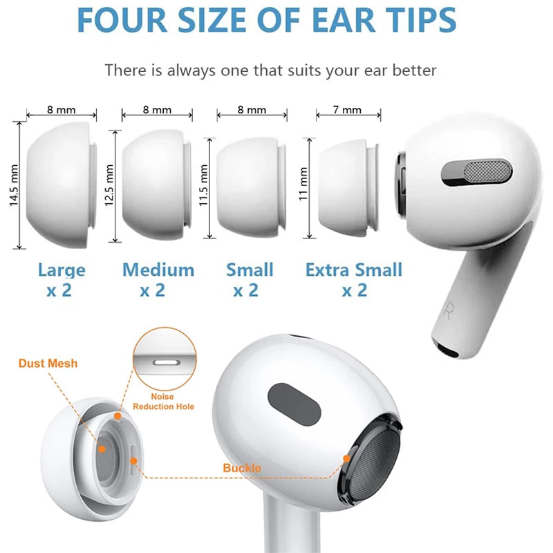 KUTOU 4 Pairs Liquid Silicone Ear Tips for Airpods Pro 1 2 Noise Reduction Pad Earplugs Ear Caps Comes with Cleaning Pen