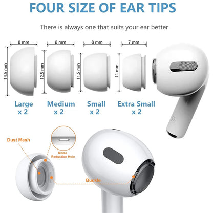 KUTOU 4 Pairs Liquid Silicone Ear Tips for Airpods Pro 1 2 Noise Reduction Pad Earplugs Ear Caps Comes with Cleaning Pen