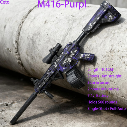 M416 Tactical Outdoor Gel Blasters Full Auto Electric Gel Ball Blaster Purple Black Long Range for Outdoor Games Toys Gun Gift