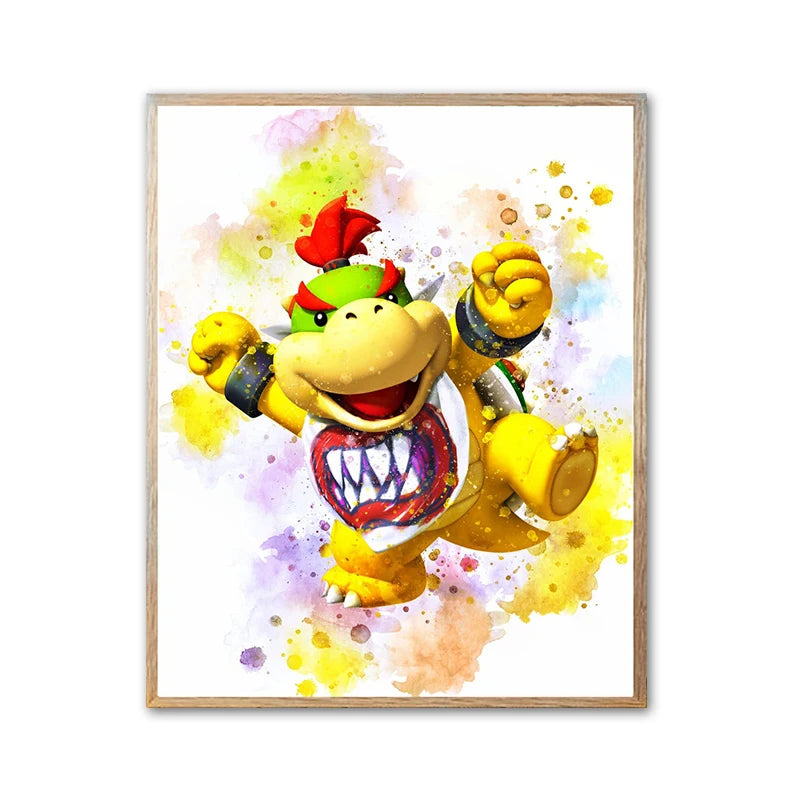 Graffiti Watercolour Art Mario Poster Prints Playroom Canvas Paintings Wall Picture Living Room Kids Bedroom Home Decor Cuadros