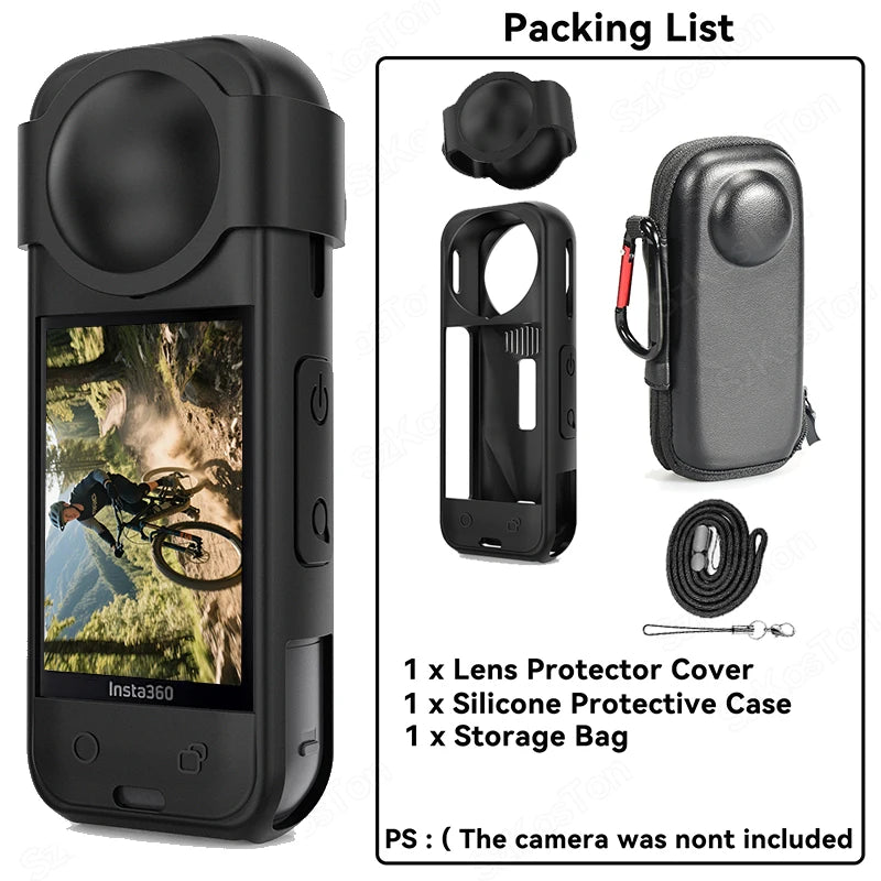 For Insta 360 X5 Camera Protective Accessory Kit Lens Guard/Silicone Protective Cover/Screen Protectors/Camera Case
