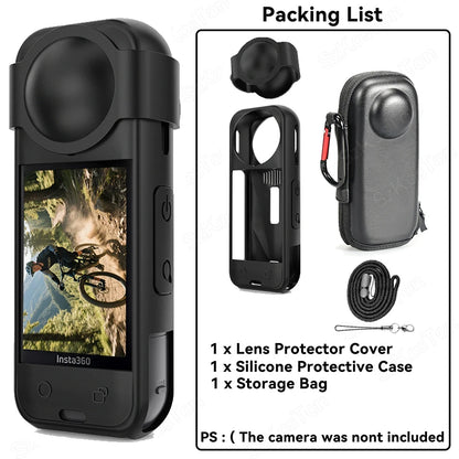 For Insta 360 X5 Camera Protective Accessory Kit Lens Guard/Silicone Protective Cover/Screen Protectors/Camera Case