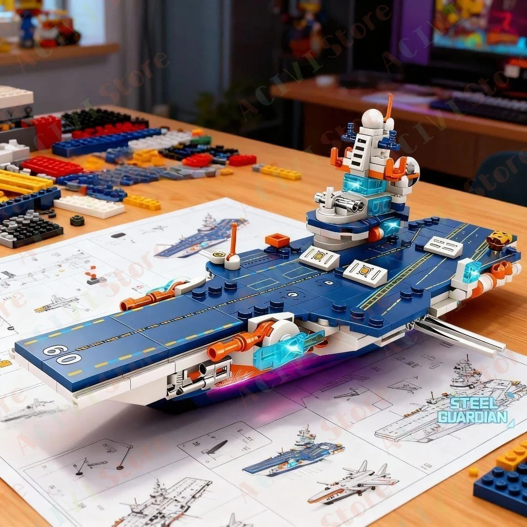 2026 New Aircraft Carrier DF Missile Launcher Army Boat Plane Model Warships Military Tank Building Blocks for Boys Bricks Toys