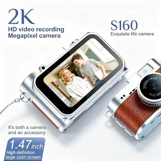 Pocket Retro Digital Camera 1.47 Inch Screen 2K Clear Shooting Portable Keychain Camera With Flash Outdoor Mini Video Cam