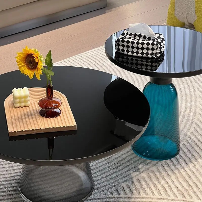Modern Light Luxury Glass Coffee Table Creative Living Room Balcony Colorful High-end Table on The New Nordic High-end