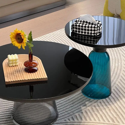 Modern Light Luxury Glass Coffee Table Creative Living Room Balcony Colorful High-end Table on The New Nordic High-end