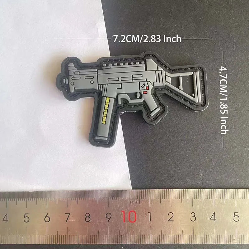 3D PVC Rubber Morale Patches Mini Pistol, Rifle Army Badge Stickers, Military Tactical Patch With Hook For Backpack