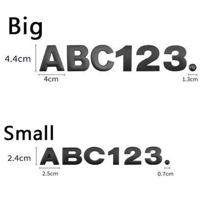 3D Metal DIY Styling Letters Word Alphabet Emblem Decals Numbers Labeling Car Sticker Rear Trunk Logo Digital Badge Accessories