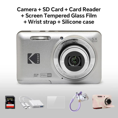 KODAK PIXPRO FZ55-RD 16MP Digital Camera 5X Optical Zoom 28mm Wide Angle 1080P Full HD Video 2.7" LCD Vlogging Camera