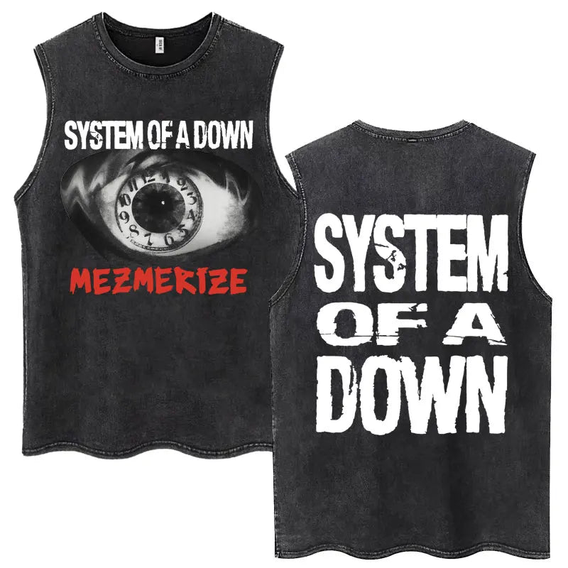 Washed Rock Band Tank Tops Men's Retro Hip Hop Sleeveless T-shirt Summer Oversized Cotton Vests Gifts Fans Gifts Streetwear Tops