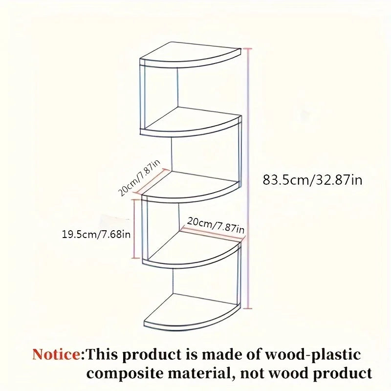 Corner Storage Rack, Moisture-Proof, No-Drill Wall-Mounted Shelf for Bedroom, Wall Corner Bookshelf, Kitchen Triangle Cabinet Storage Rack